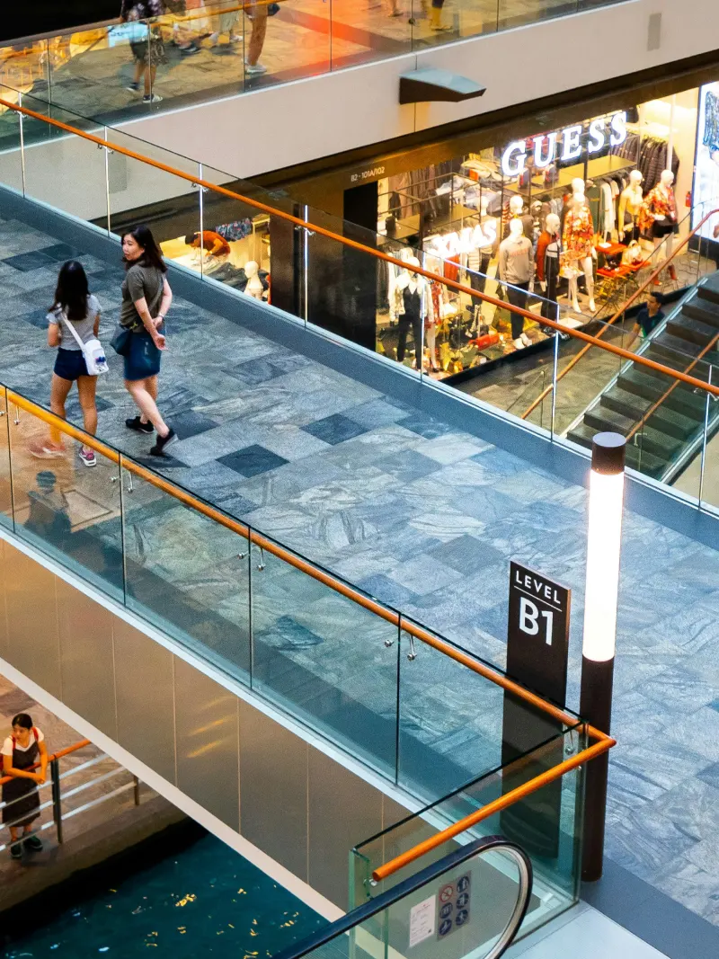 Shopping mall with wayfinding instructions