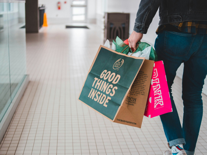 Shopping mall customer with bags